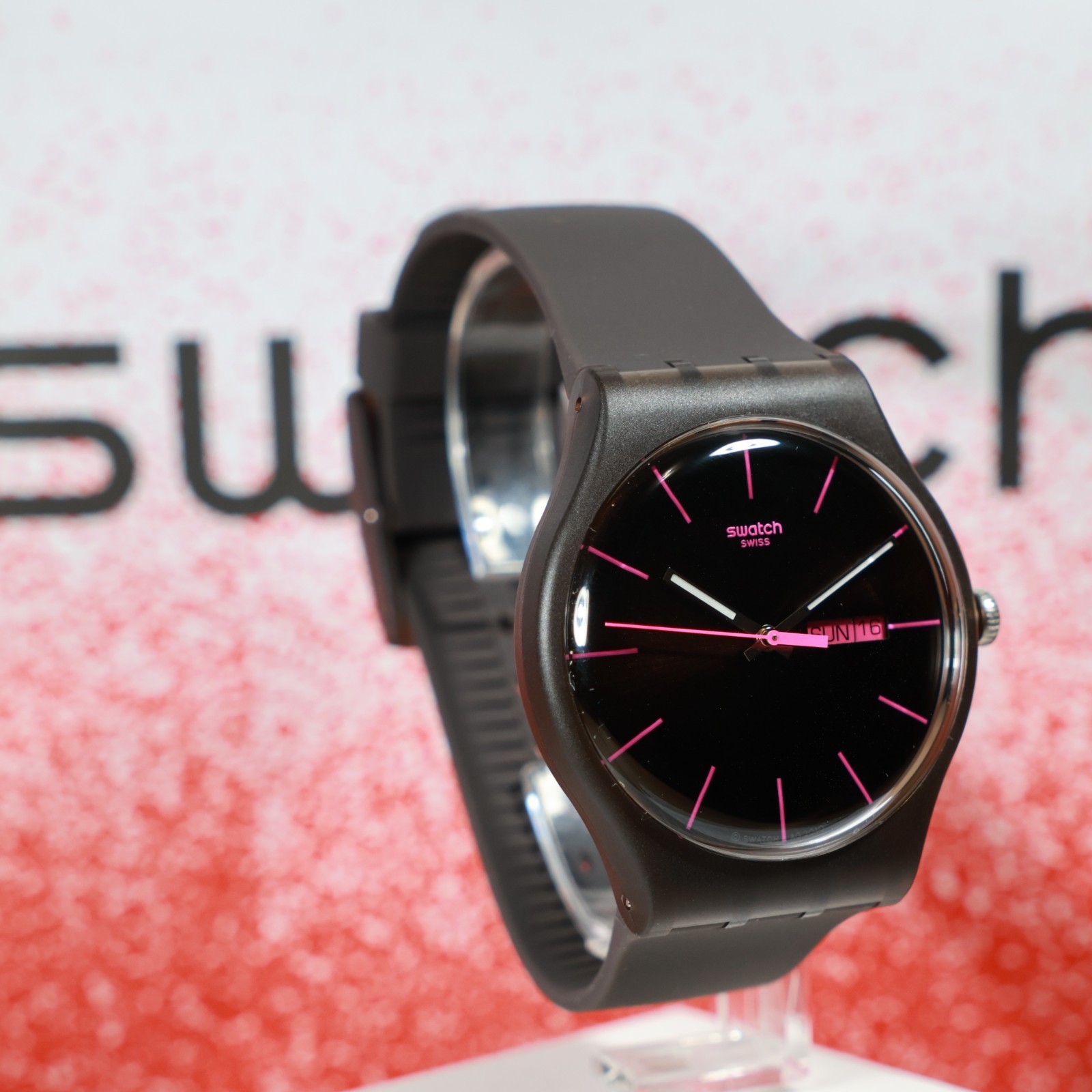 New Gent Swiss Swatch Watch BROWN REBEL SUOC700 Gray Black Pink Day Date 41MM