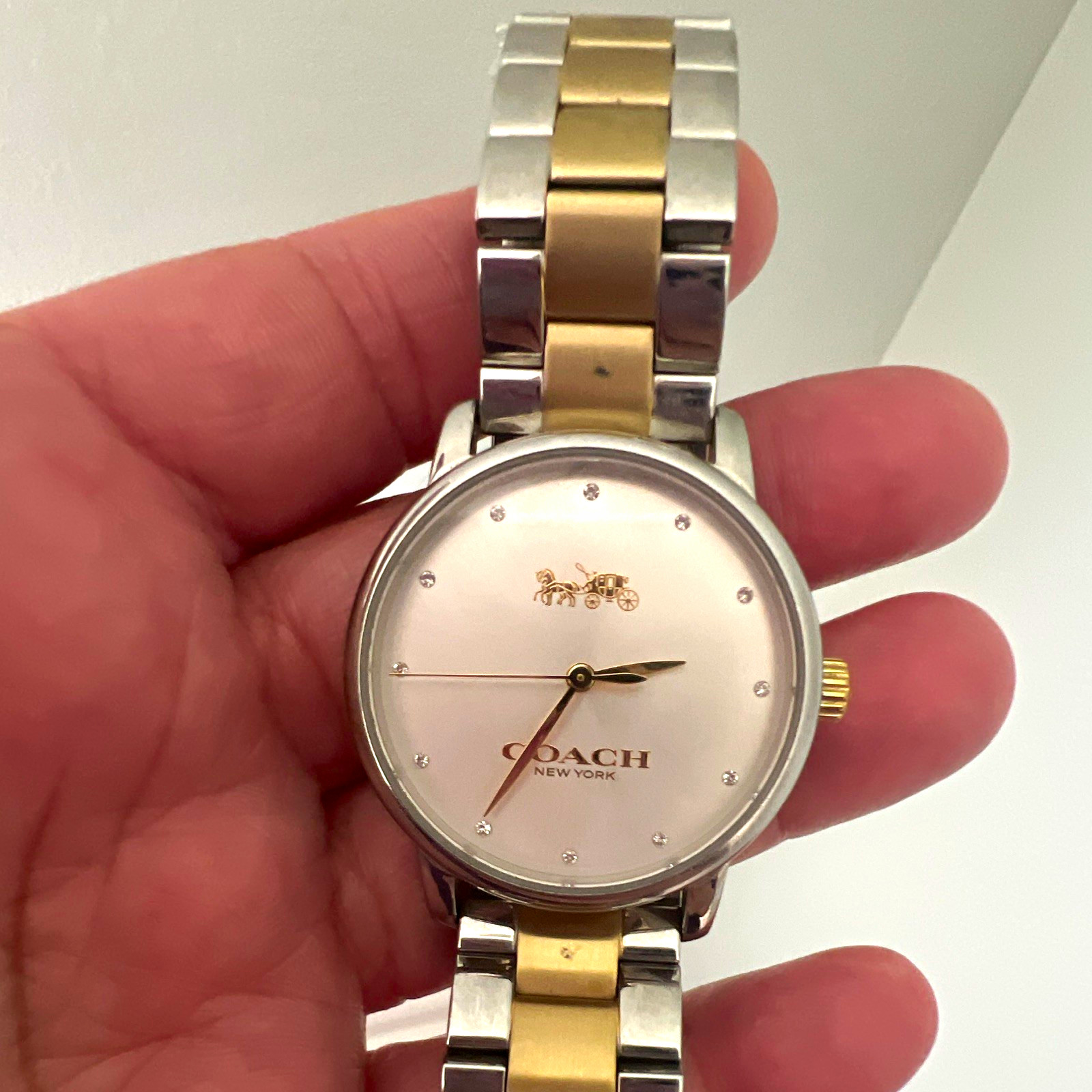 Coach New York Women’s Two-Tone Silver/Gold Bracelet Quartz Watch needs battery