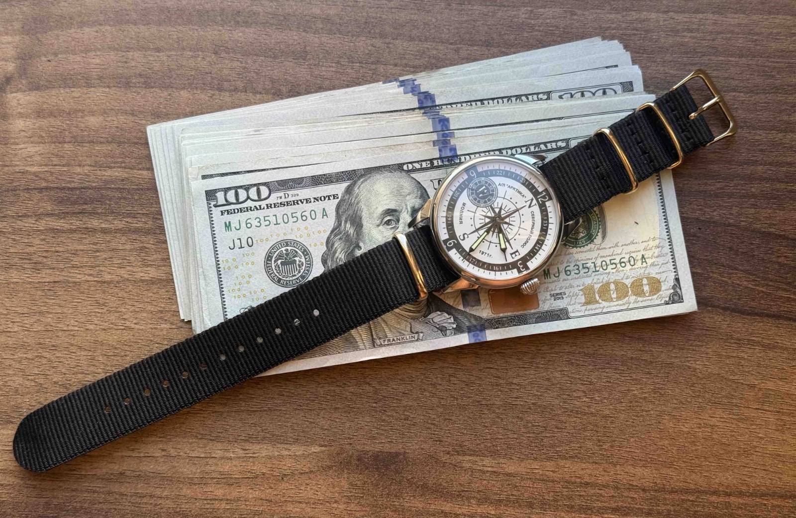 Watch Mechanical Wrist Molniya Compass Men’s Russian Soviet USSR Strap Vintage
