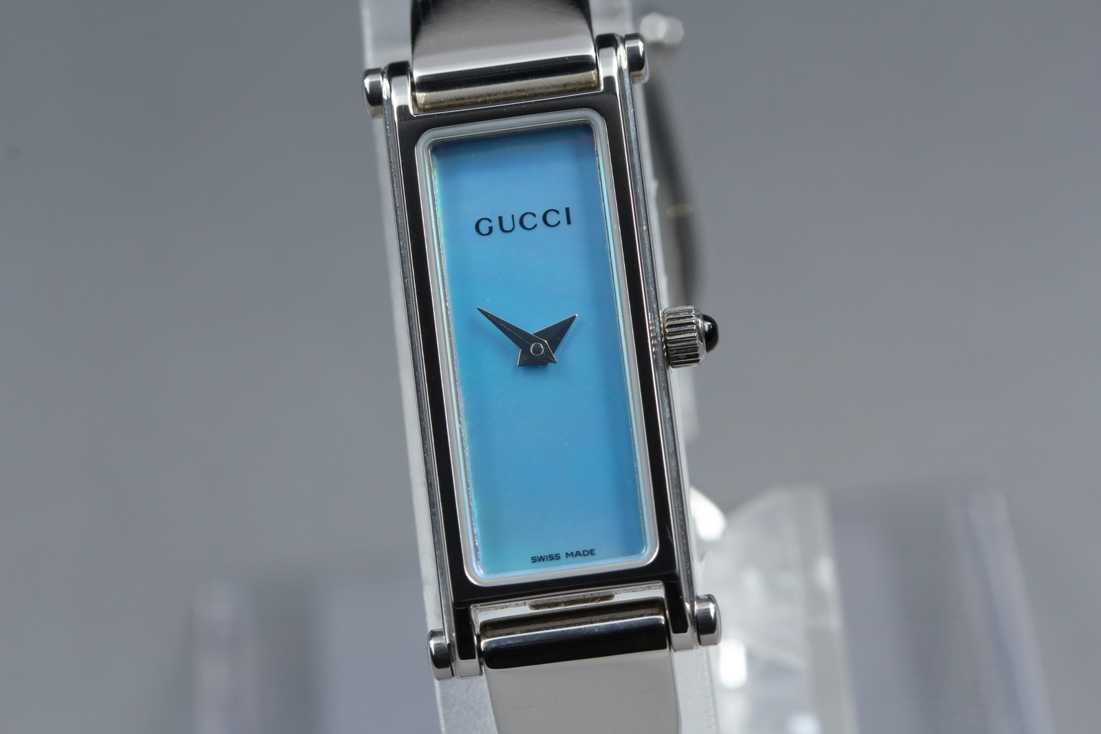 [Near MINT w/Box Paper] GUCCI 1500L 13mm Blue Dial Bangle Quartz Women’s Watch