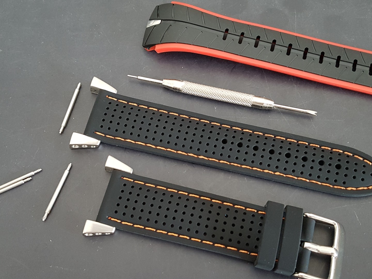 BLACK Orange SILICONE RUBBER STRAP BAND FIT SEIKO SPORTURA HONDA F1 22MM