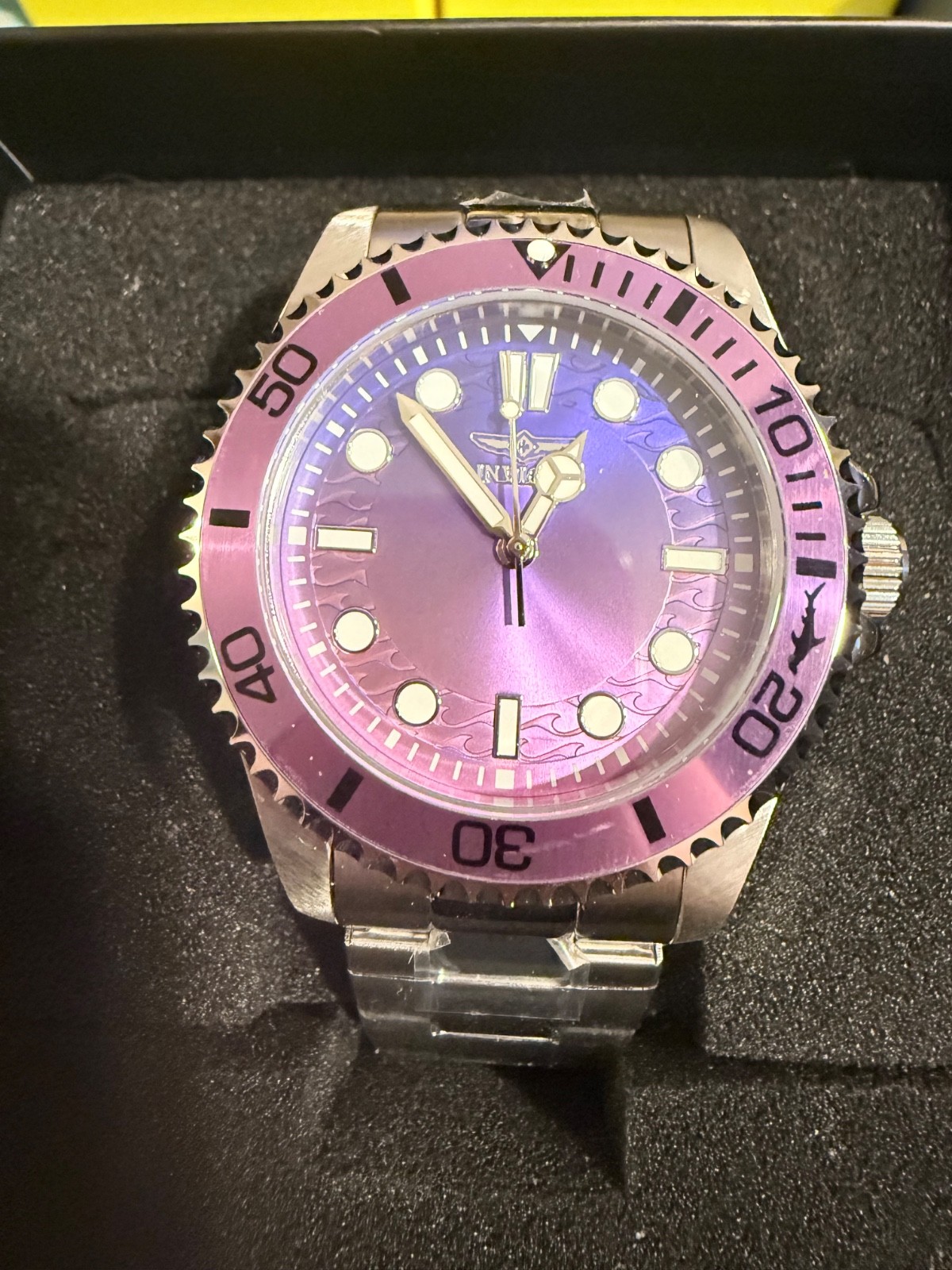 Invicta Pro Diver Mens Quartz Watch 43mm Purple/Blue Gradient Dial Bezel Steel