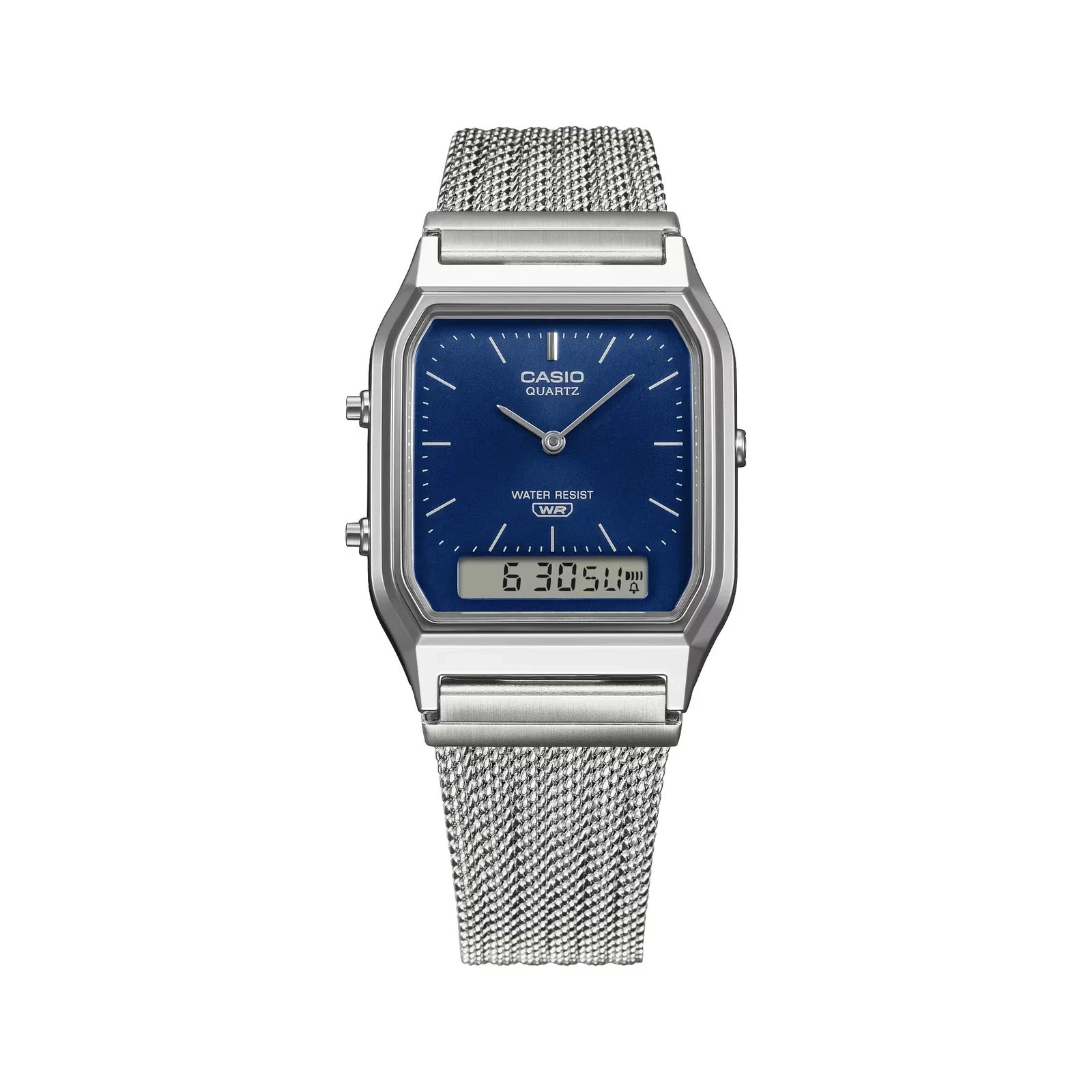 Casio Analog-Digital Vintage Style Dual Time S.Steel Mesh Band Watch AQ-230EM-2A