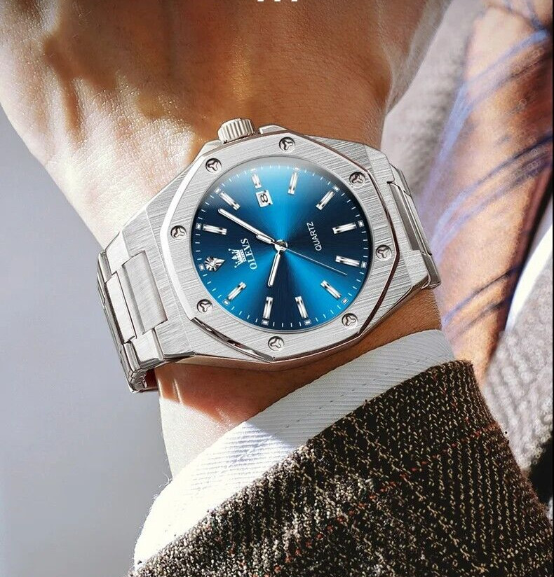Waterproof Quartz Luminous Luxury Watch OLEVS Men Business Date Strap Men’s