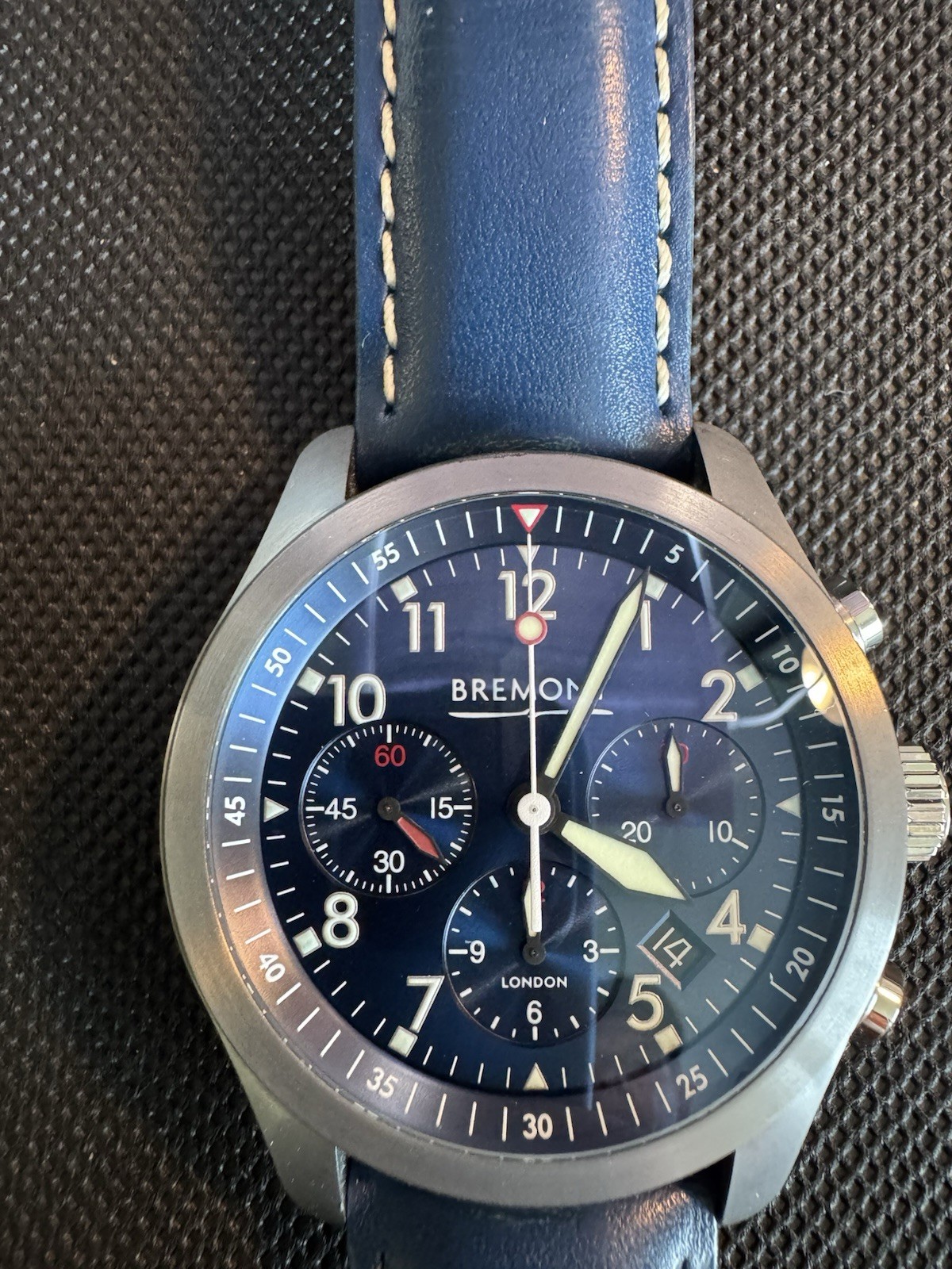 Bremont ALT1-P2 Auto Chronograph Date 43mm Blue Dial Leather Strap Box