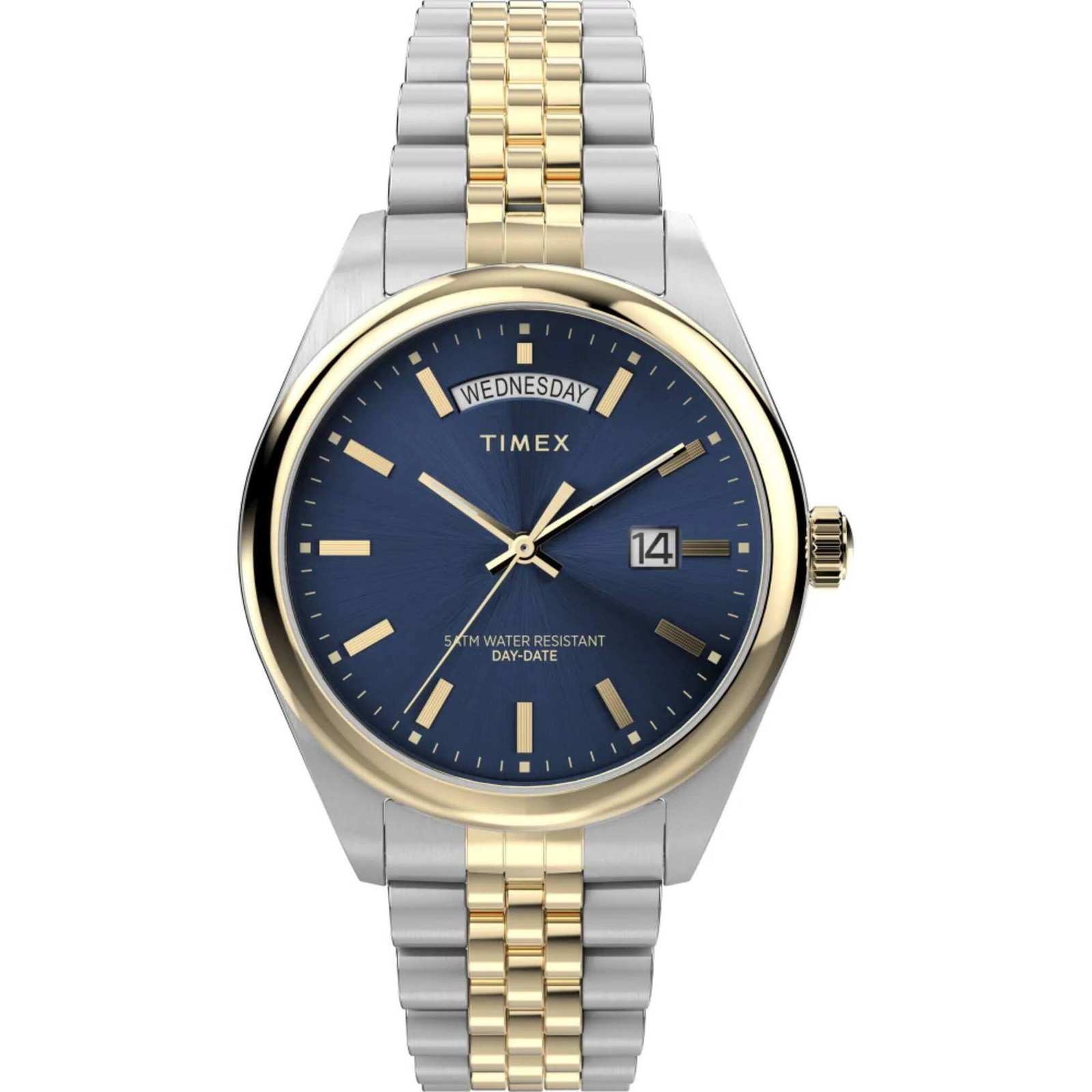 Timex Men’s Watch Legacy Quartz Blue Dial Two Tone Bracelet Day Date TW2W42600VQ