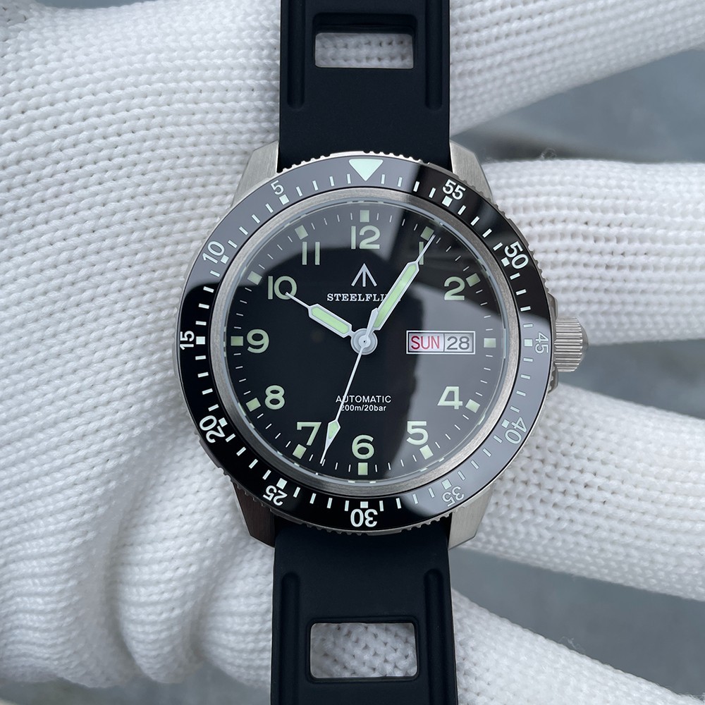 Steeldive Steelflier SF787, Pilot, NH36, Sapphire, Lume, Diver, Diving, Rubber
