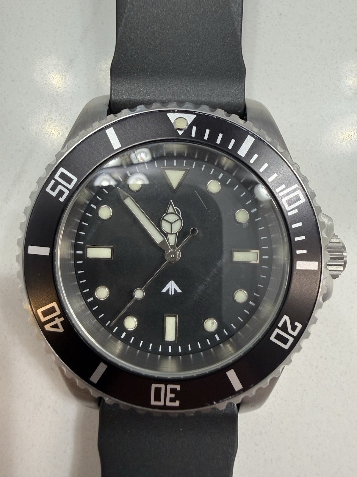 MWC 300m Sub Diver SS Watch w Screw Down Crown Italian Silicone Strap