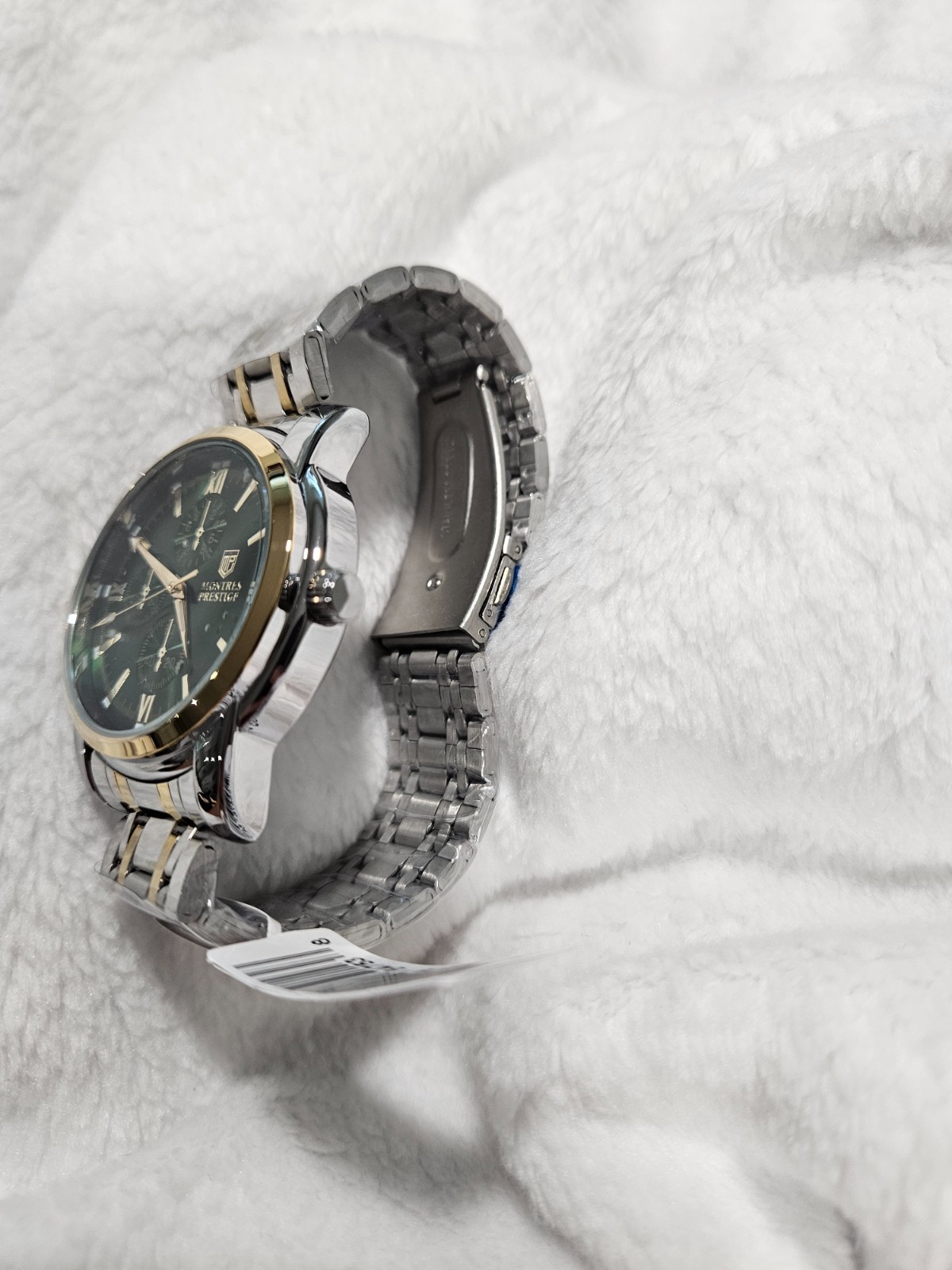 Invicta Montres Prestige Silver & Gold Two Tone Watch Green Dial 41mm (MPW 0068)