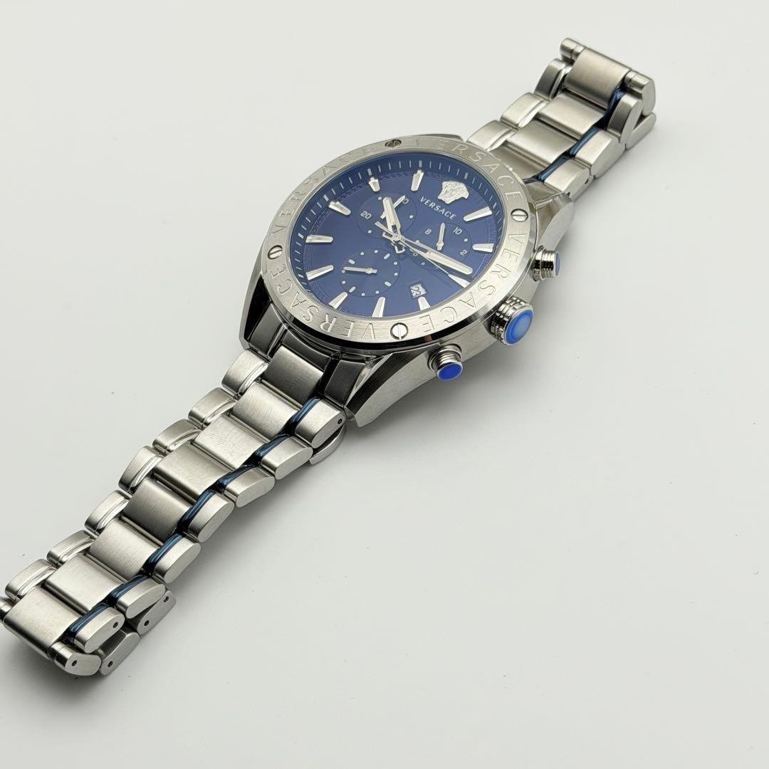 Versace V-Chrono VEHB00519 Blue Date Working Men’s Quartz Watch Authentic Boxed