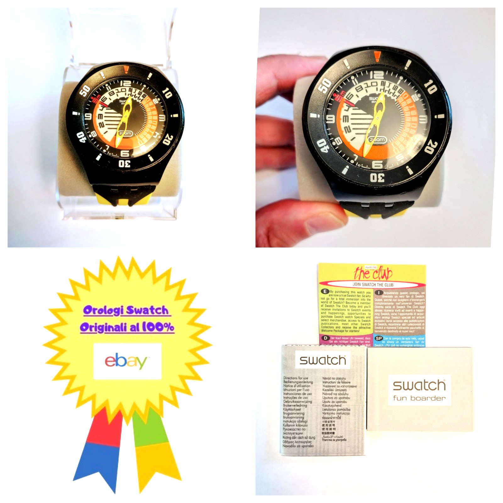Swatch Fun Scuba New SUGB101 Bowtie Yellow Wristwatch Underwater NOS
