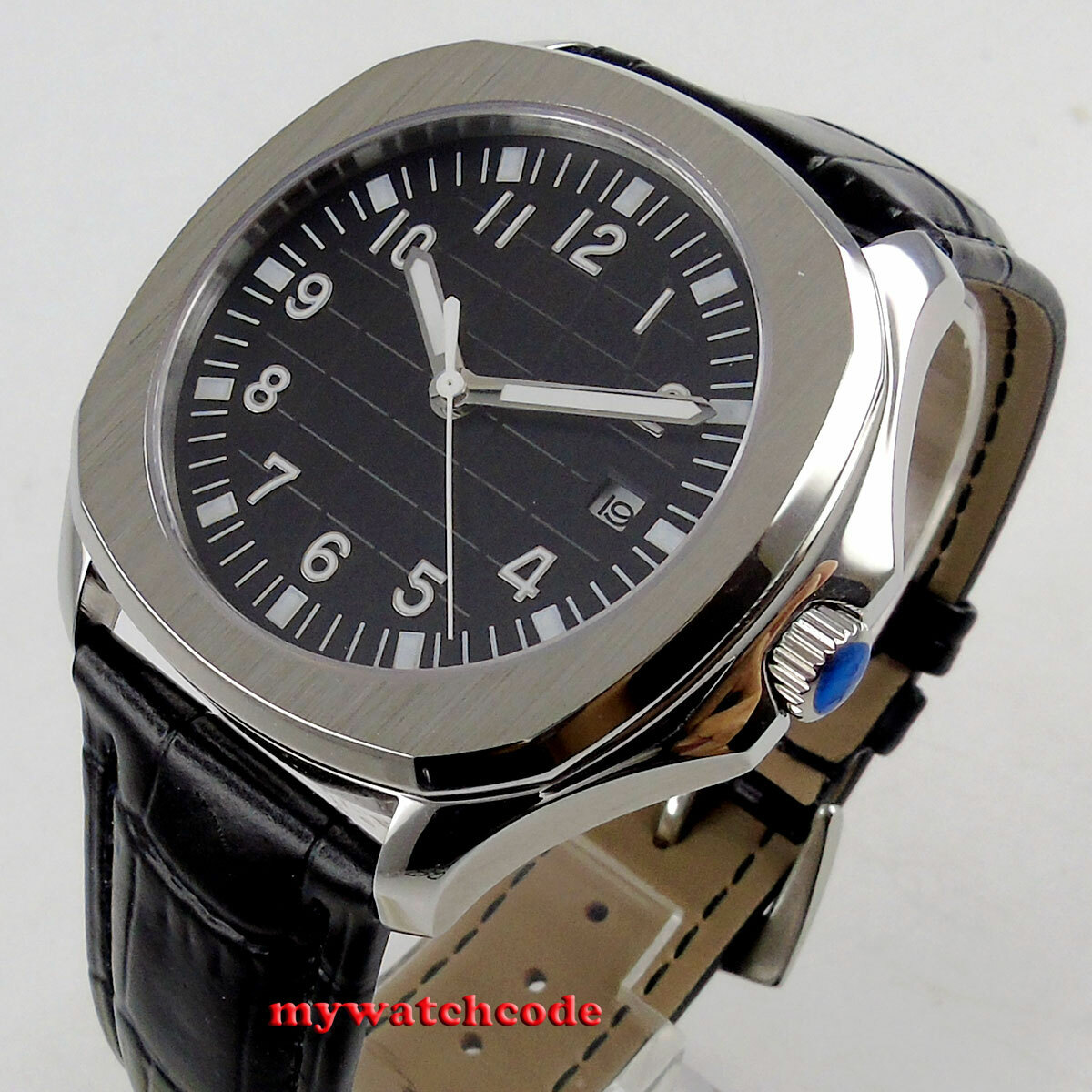 40mm Bliger sterile black dial date sapphire glass automatic Square mens watch