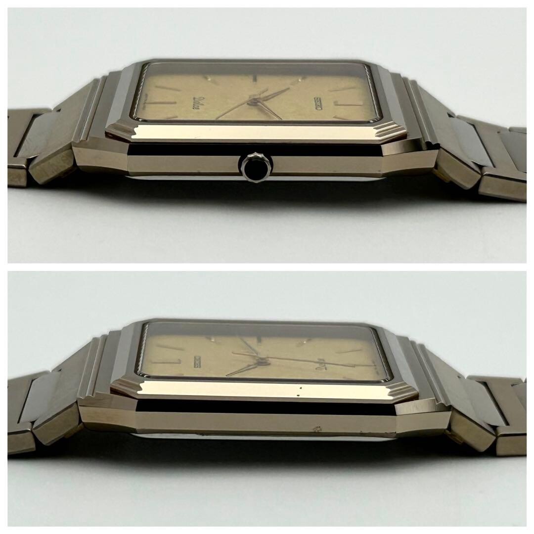 SEIKO Dolce 7741-5120 Quartz Gold Tone Rectangular Vintage Mens Watch Japan