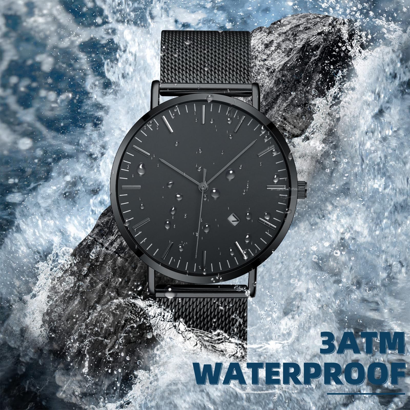 Men’s Watch Simple Men’s Wrist Watch Simple Ultra-Thin Fashion Mesh Stainless…