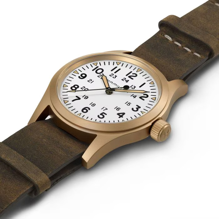 New Hamilton Khaki Field Mechanical Bronze White Dial Men’s Watch H69459510