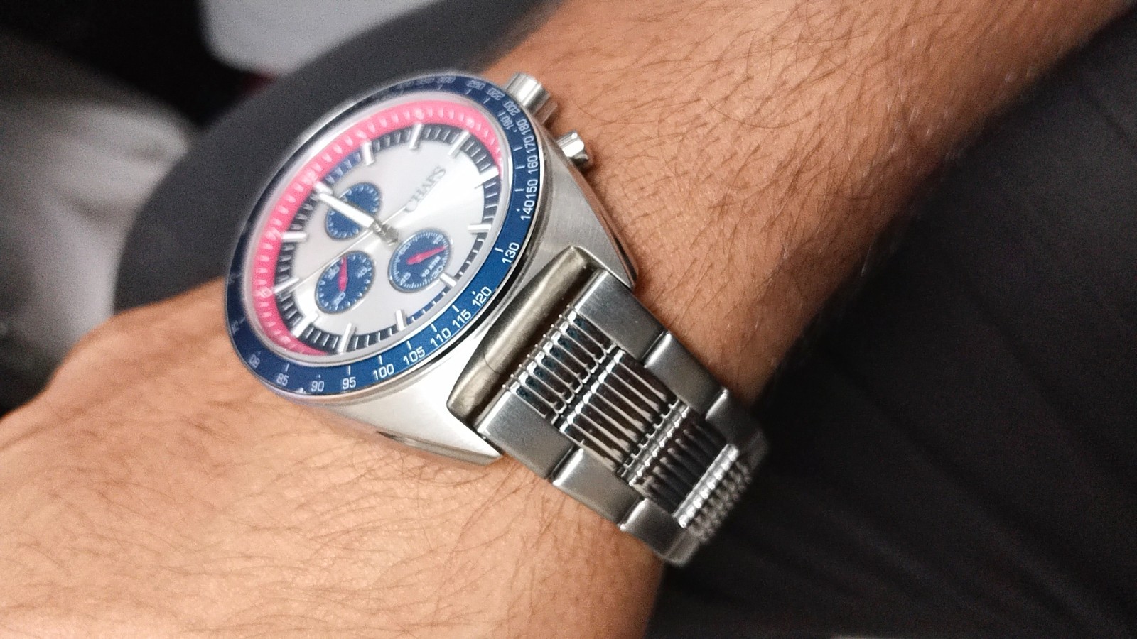 Used Men’s Blue Watch Stealth Black Wrist Watch Day Date Pepsi
