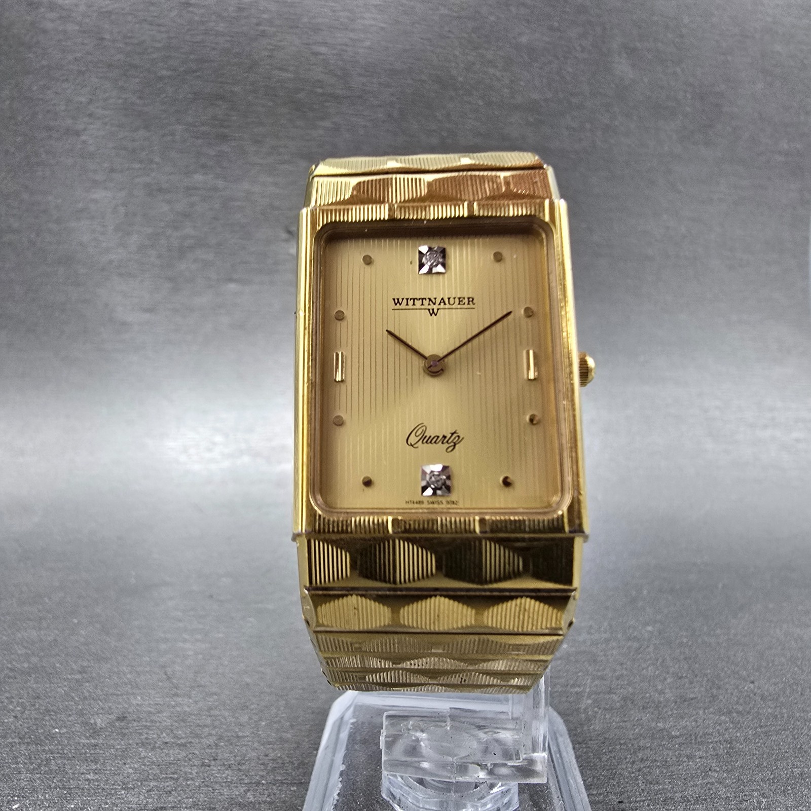 Wittnauer Tank Watch Men 24mm Champagne Dial Gold Tone Recatngle New Battery