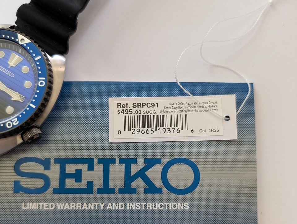Seiko Prospex Save the Ocean Turtle, OG Special Edition, 2018; VG to Exc. Cond.