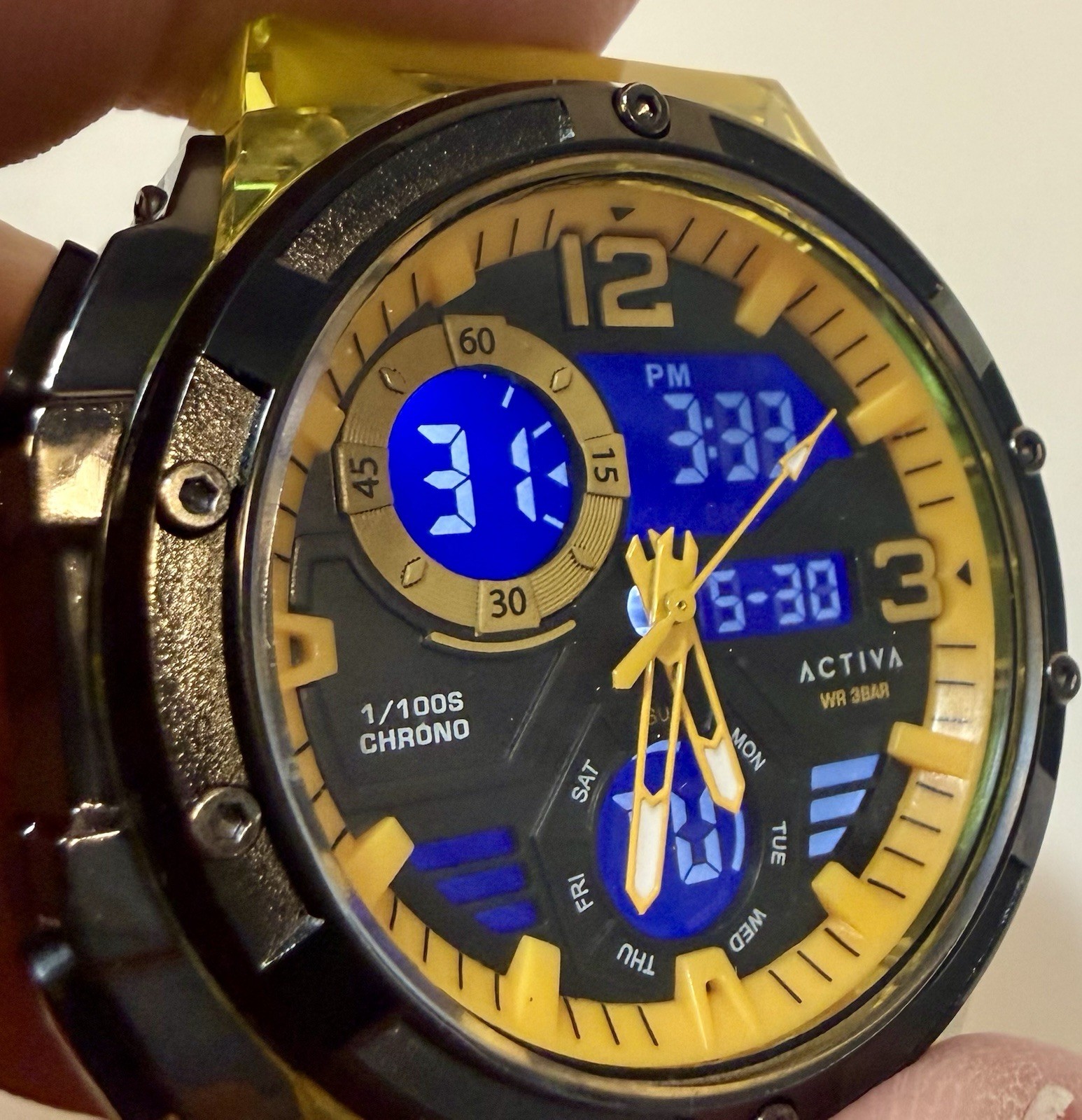 Activa X Invicta Mens Watch 51mm Yellow ABS Case 19mm Thick Digital ACW8118-001