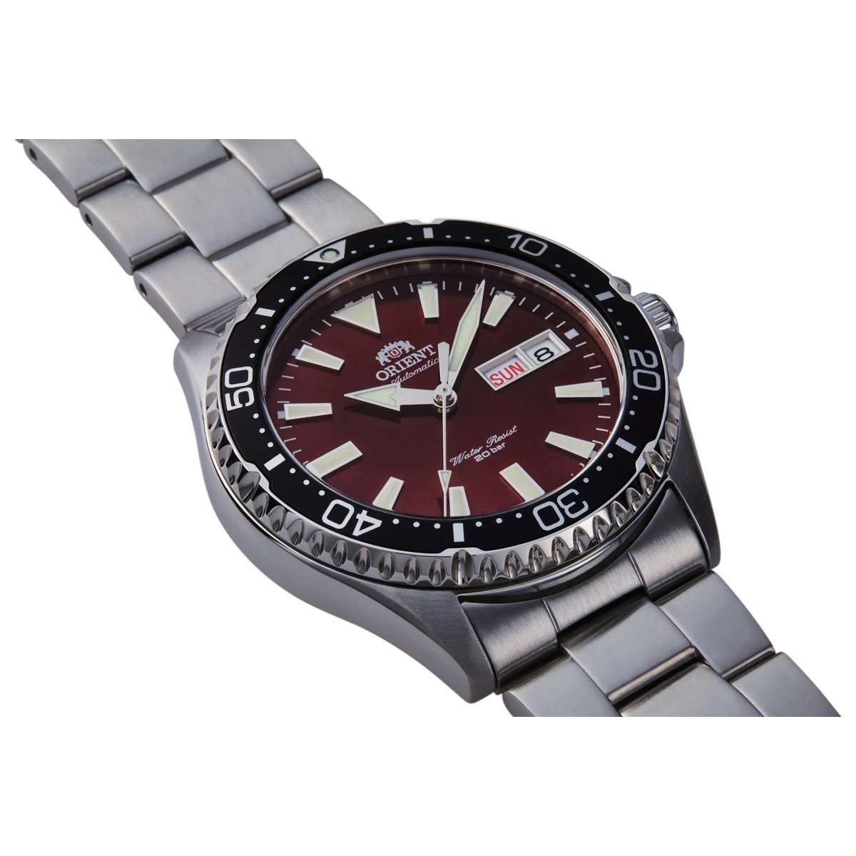 Orient Men’s Kamasu Mako III Day Date Red Dial Automatic 42mm Watch RA-AA0003R