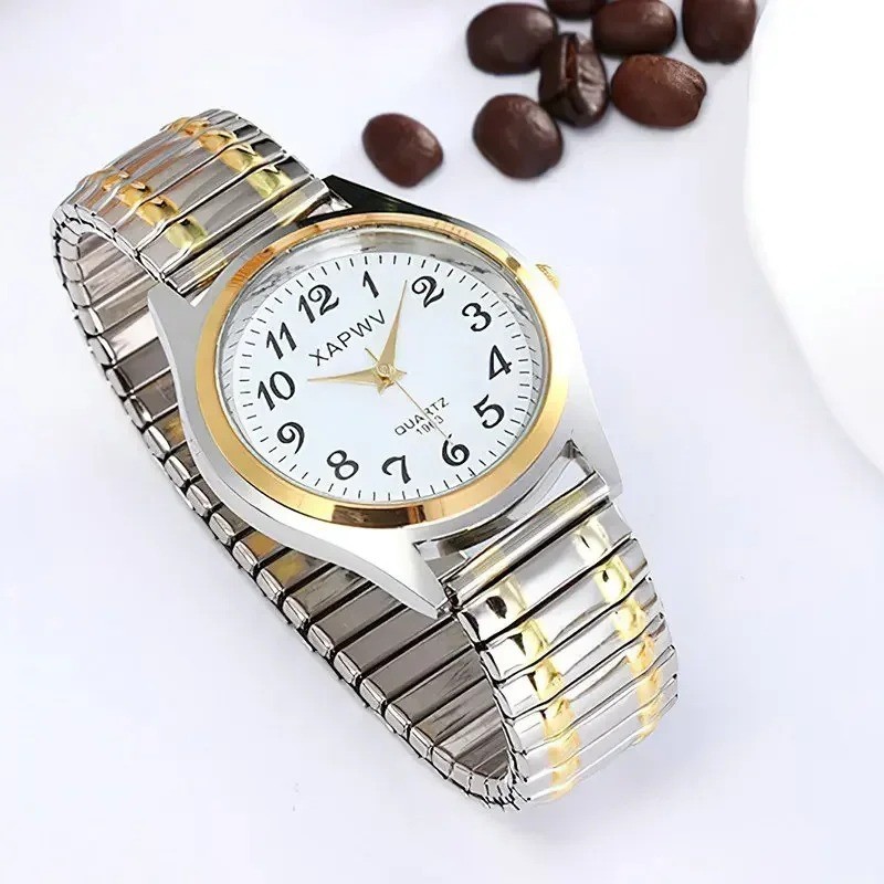 Fashion Women Men Watch Flexible Elastic Band Wrist Watch Steel Strap