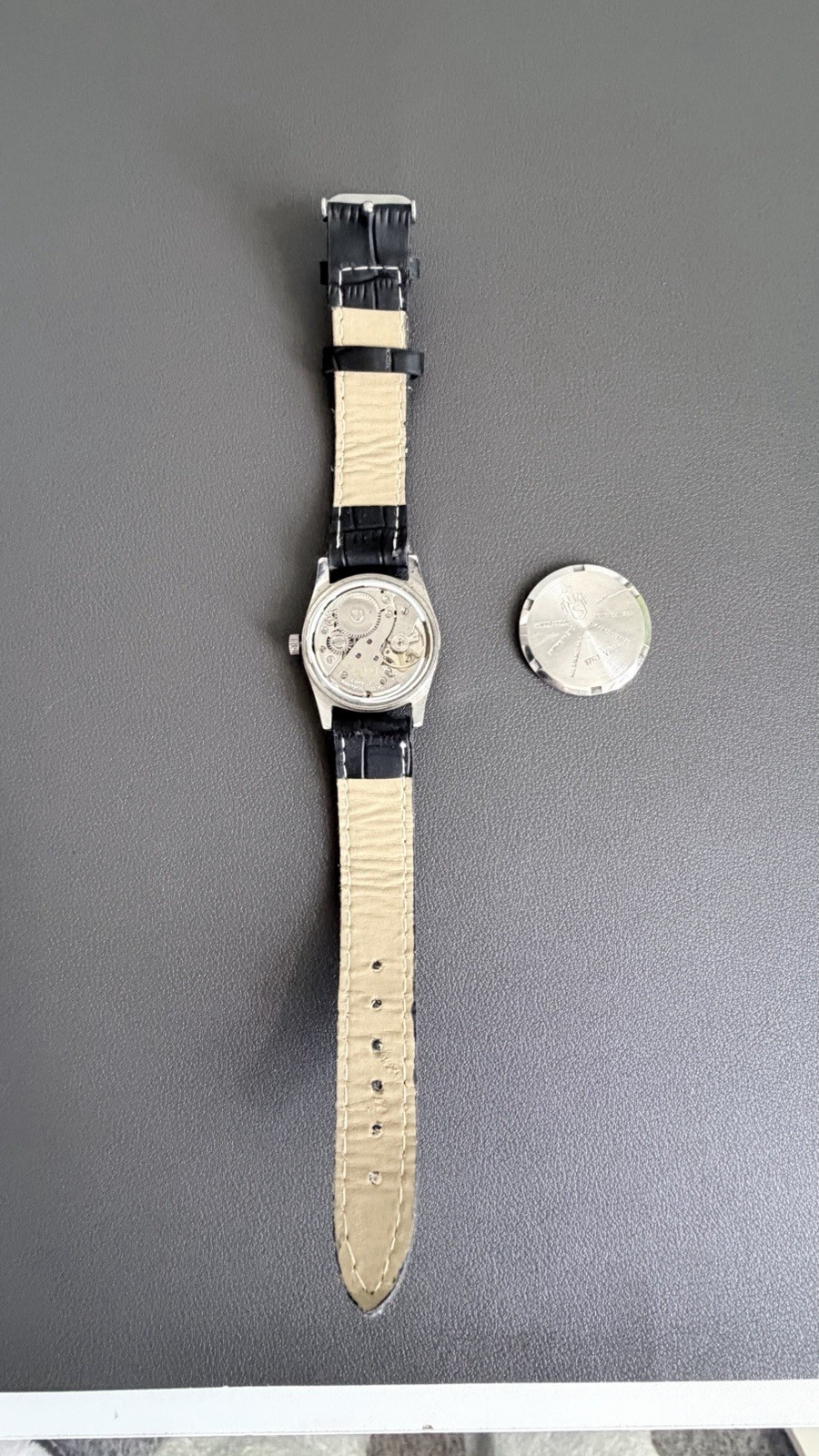 Vintage Henri Sandoz & Fils 17 Jewels Blue Dial Mens Watch Swiss Made