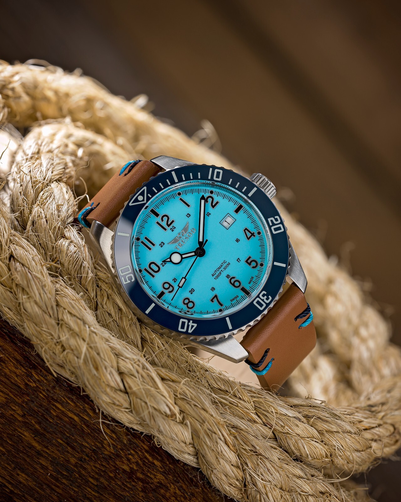 Tresod Ocean Master SWISS MADE SW200 Automatic Blue Dial Ceramic Bezel SS Watch