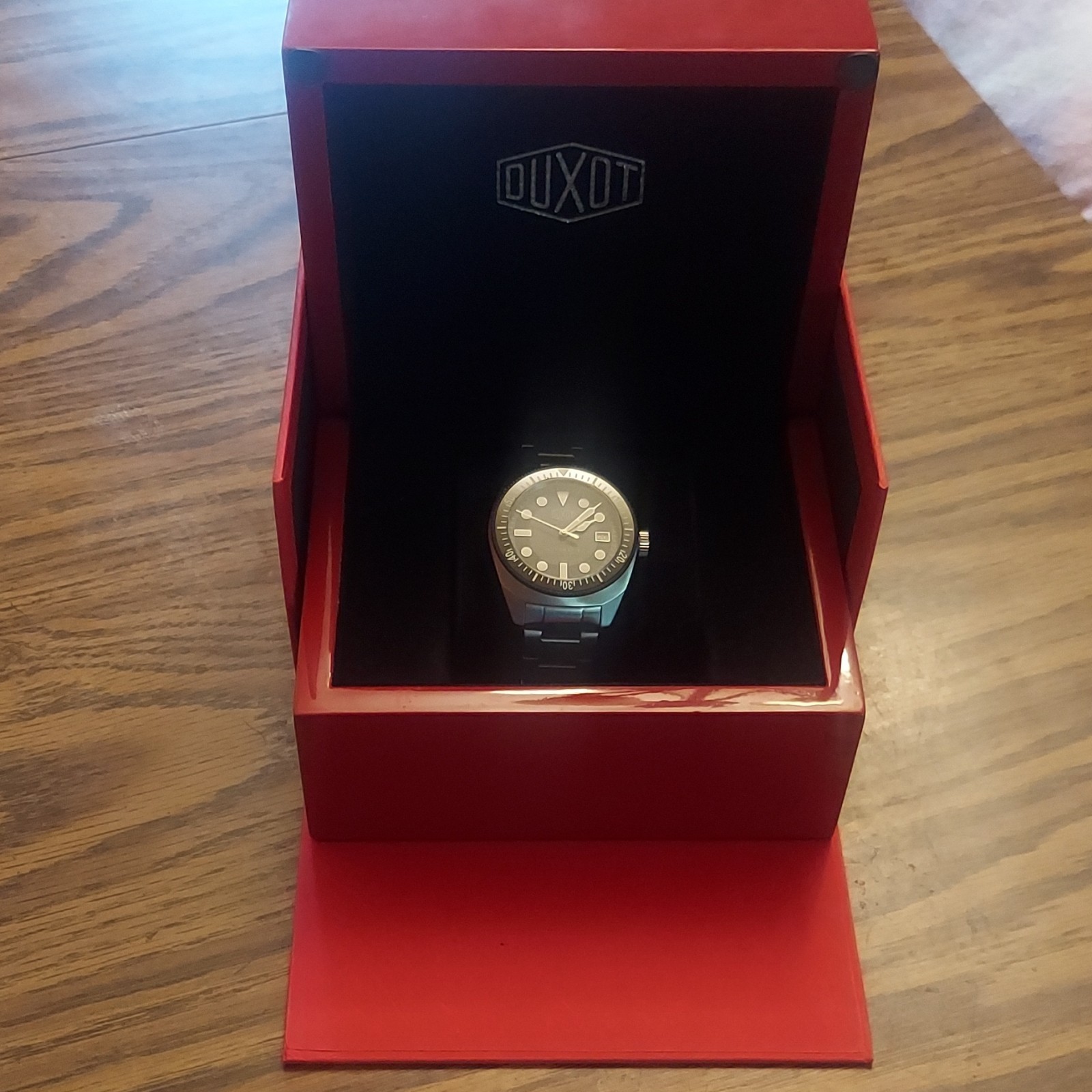 Duxot Men’s Diver Automatic Watch 200m Black Dial Date SS Bracelet DX-2001-11