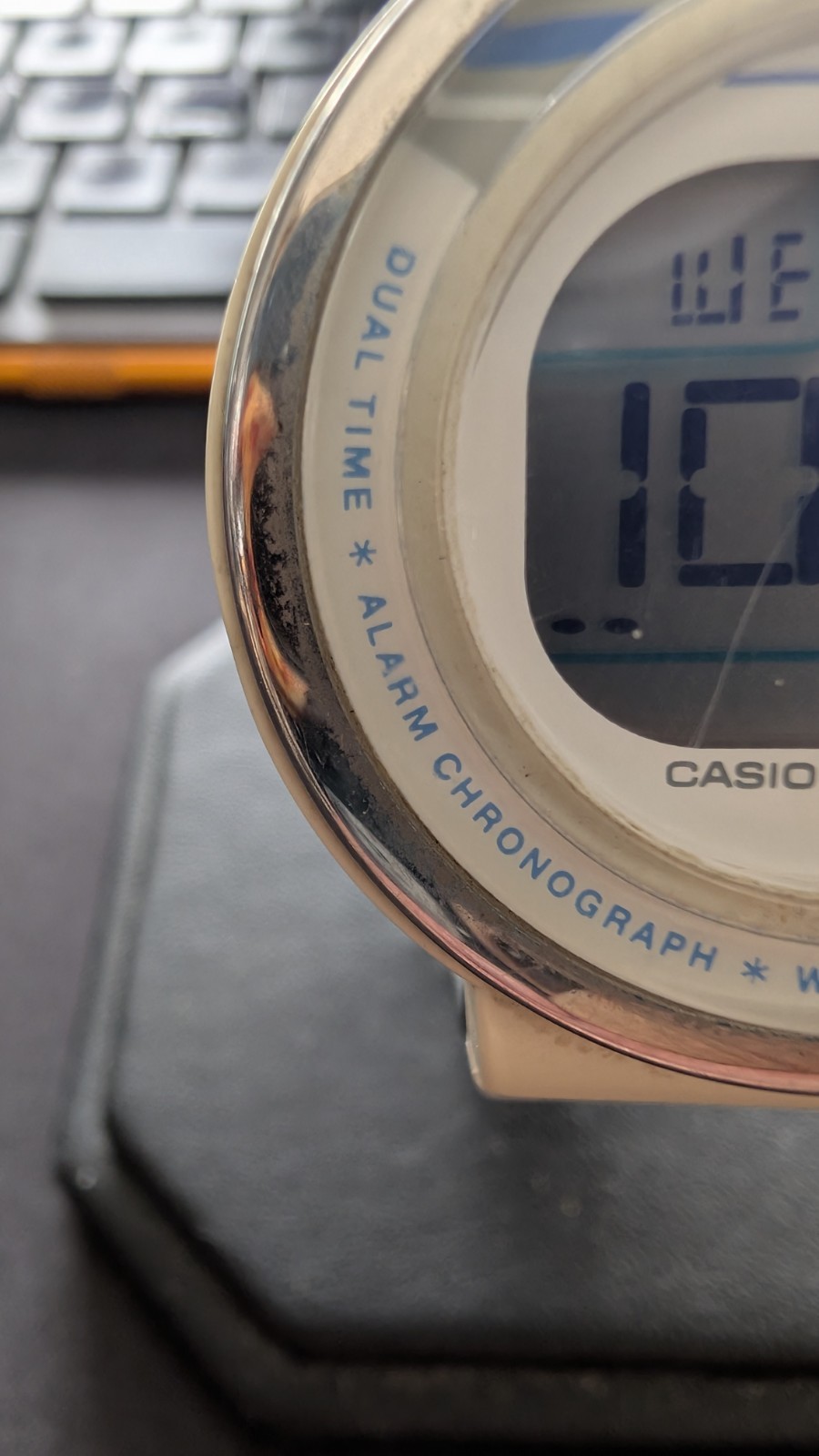 Casio LDF-30 Digital Watch White Blue Y2K Dual Time Alarm 5BAR