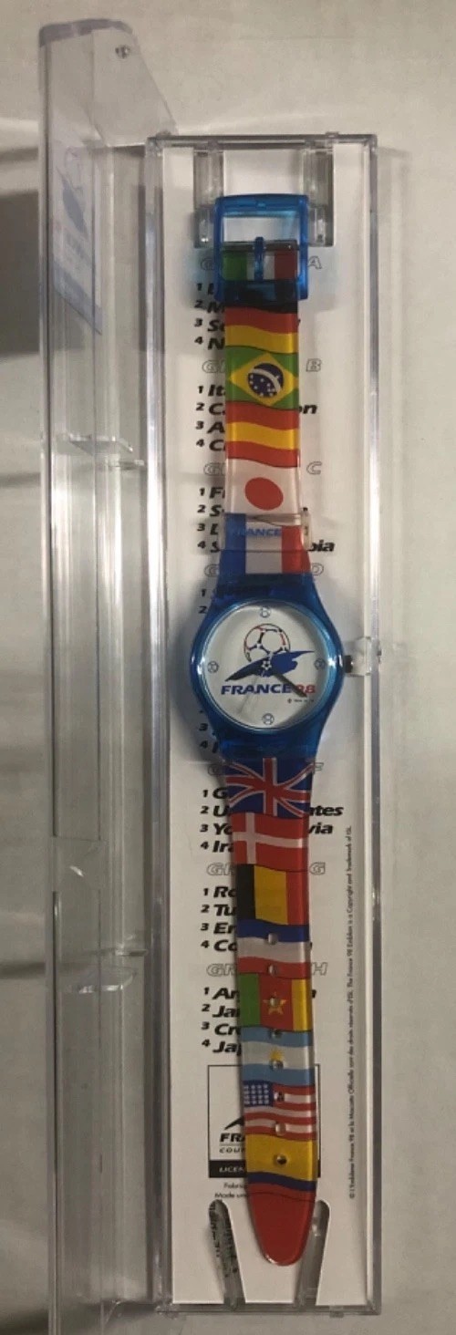 1998 France World Cup Official Watch with Box Soccer Ball Dial Vintage Swiss