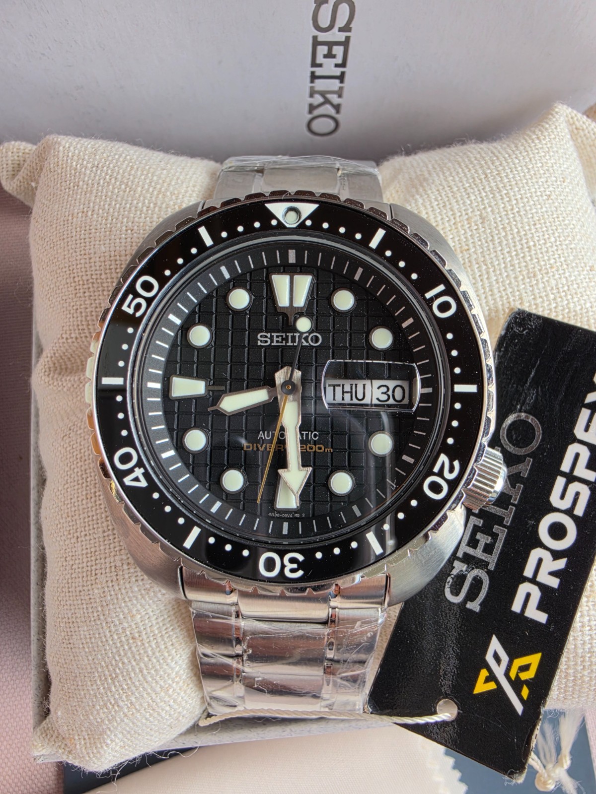 SEIKO ProspeX SRPE03K1 King Turtle Watch Automatic Diver Watch Steel Black NOS