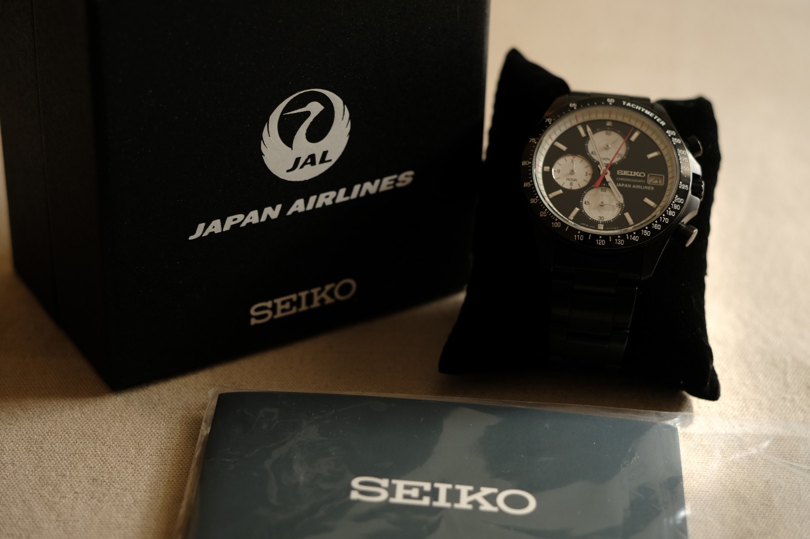 [Rare] Black JAL x Seiko Chronograph JDM Stainless steel PVD Made In Japan