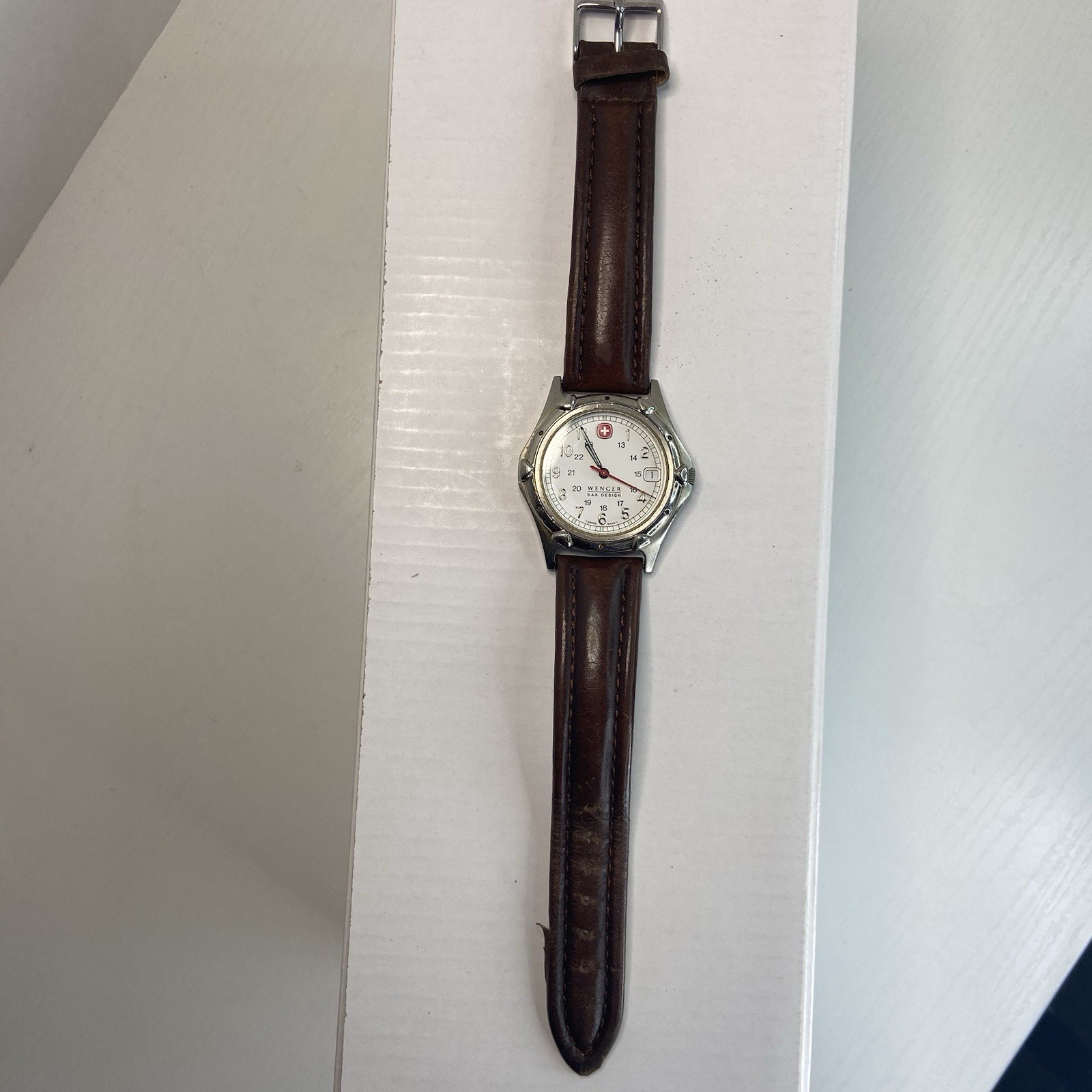 Vintage Wenger S.A.K. Design Swiss Made Quartz Original Leather Band New Battery