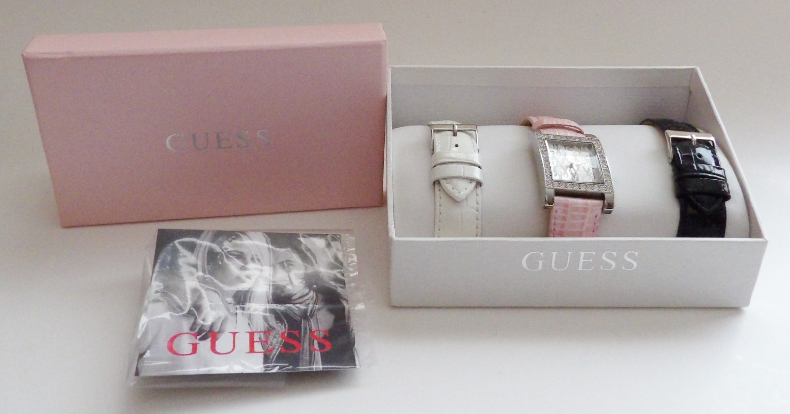 GUESS Breast Cancer Awareness Watch w/ 3 Different Interchangeable Leather Bands