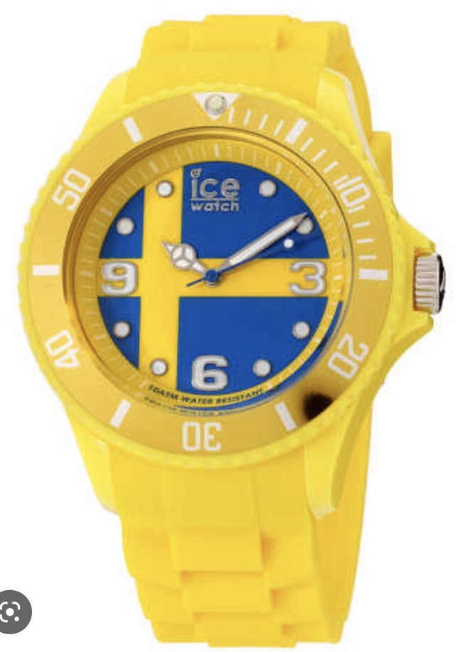 Rare 2012 Ice World Sweden Edition Big Unisex Yellow Blue Analogue Watch New
