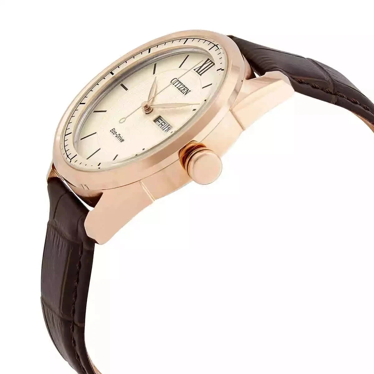 Citizen Men’s Eco-Drive Classic Ivory Dial Rose Gold PVD Watch – AW0082-01A NEW