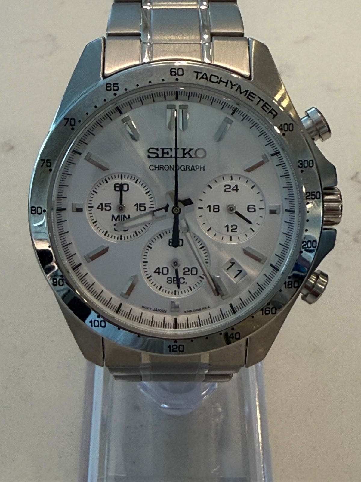 SEIKO Spirit SBTR009 Silver Chronograph Quartz Stainless Men’s Watch in Box New