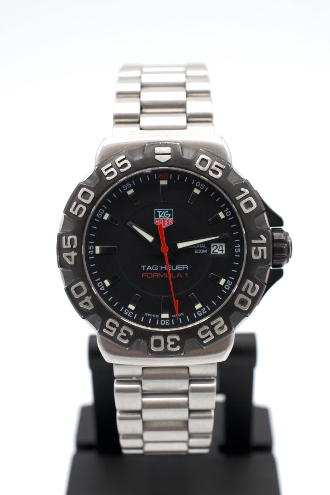 Tag Heuer Formula 1 WAH1110 Black Dial SS Quartz Watch w/ Travel Case