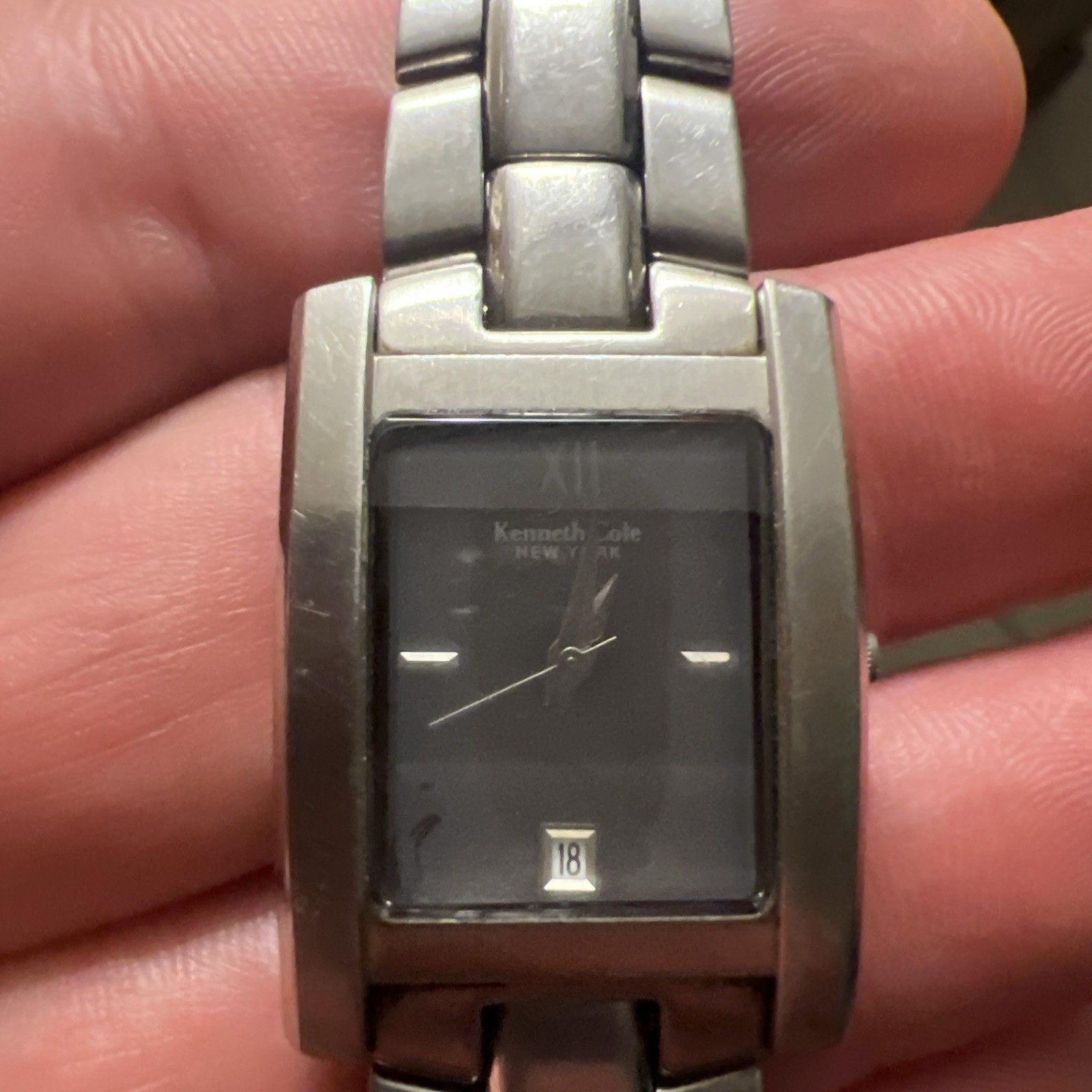 Kenneth Cole NY Men’s Quartz Watch –Rectangular Case, S Steel. Needs Battery.