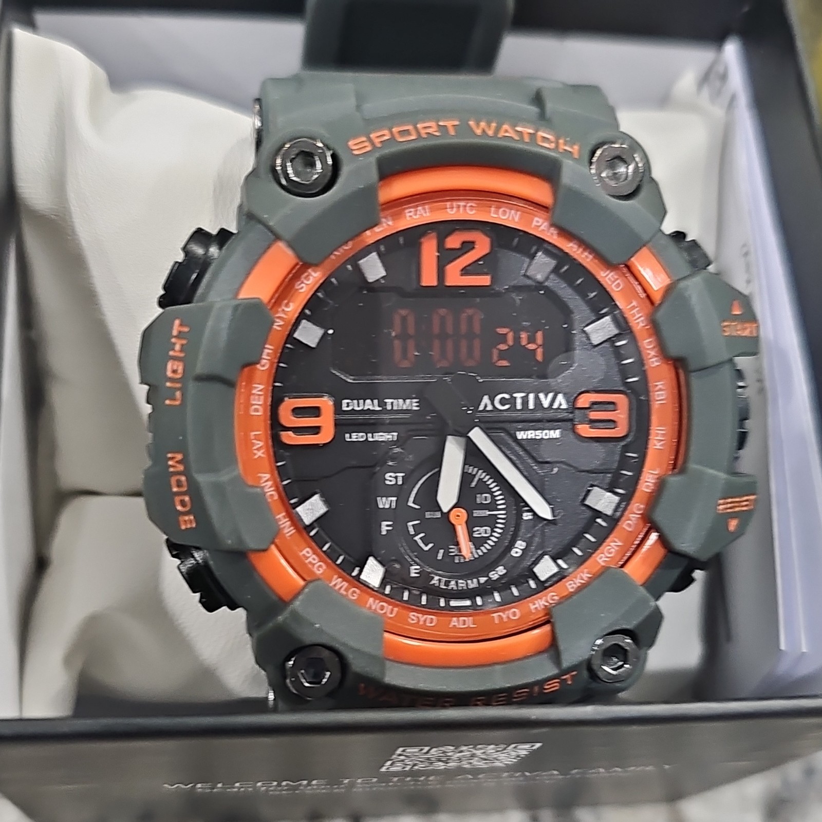Invicta Activa Vextron X Invicta Dual Time Digital Gray Orange 52mm Men’s Watch
