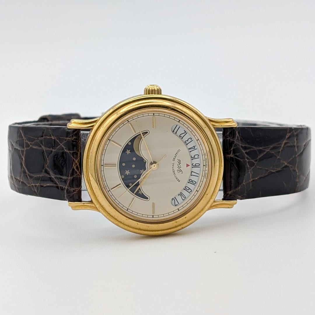 Orient Centimental Graphiti You Moon Phase Watch Gold Dial wrist 18cm