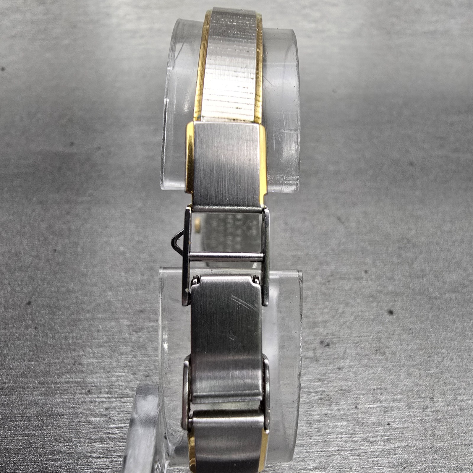 Seiko Watch Women 13mm Silver Dial Two Tone Rectangle 2E20-5139 New Battery VTG