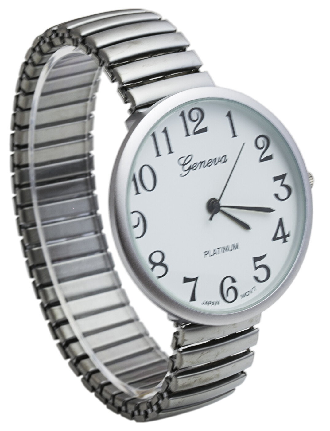 Fashion Watch Wholesale Geneva Super Large Stretch Watch Numbered Brushed Silver