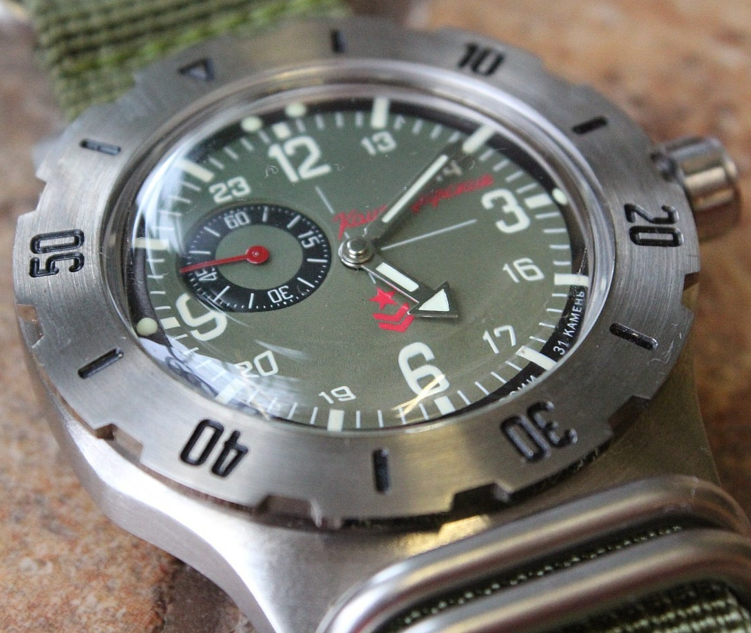 Vostok Komandirsky Diver Mechanical Auto Winding Wrist Watch 24 Hour K-35 350501
