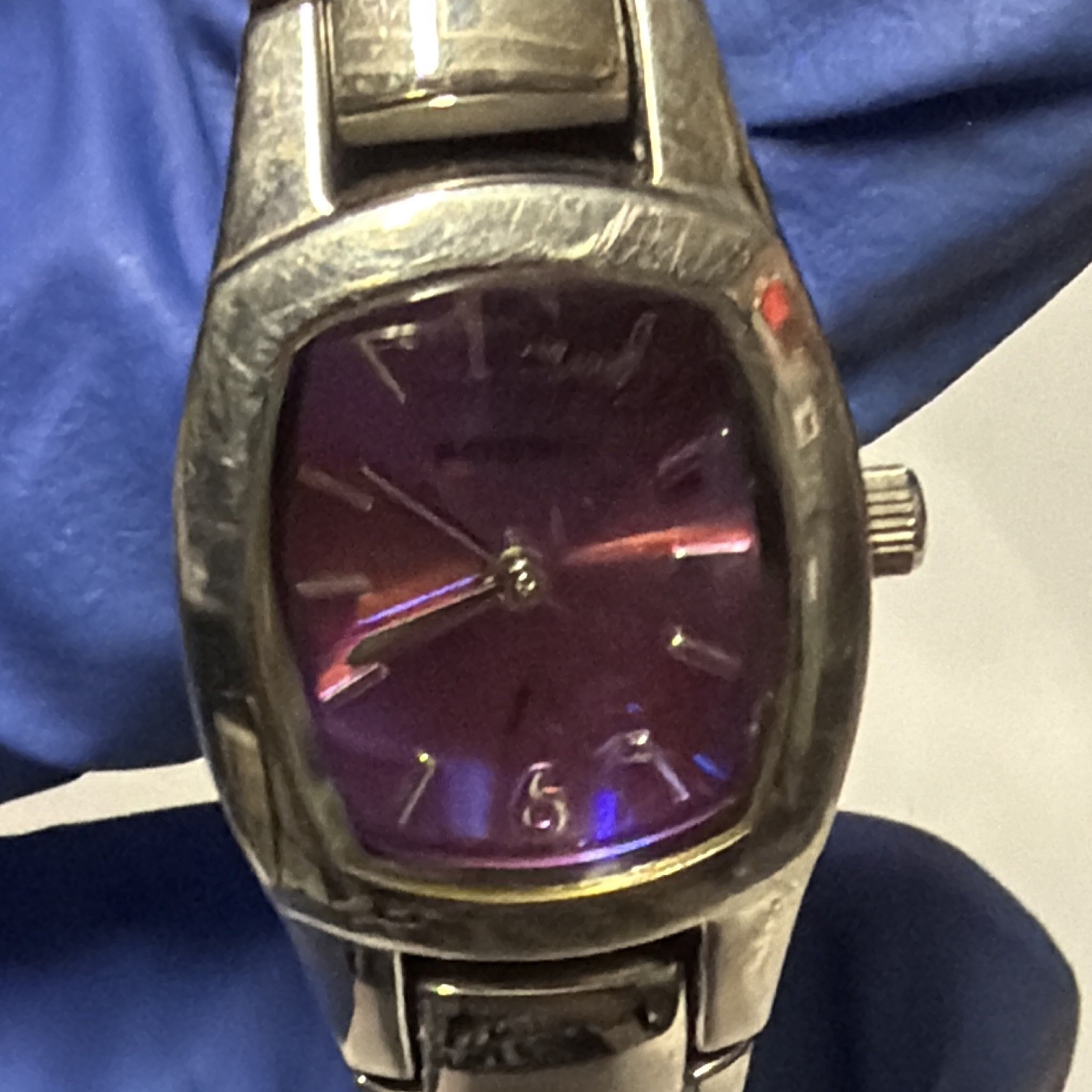 Fossil F2 ES-9595 Purple Dial Stainless Steel Women’s Quartz Watch