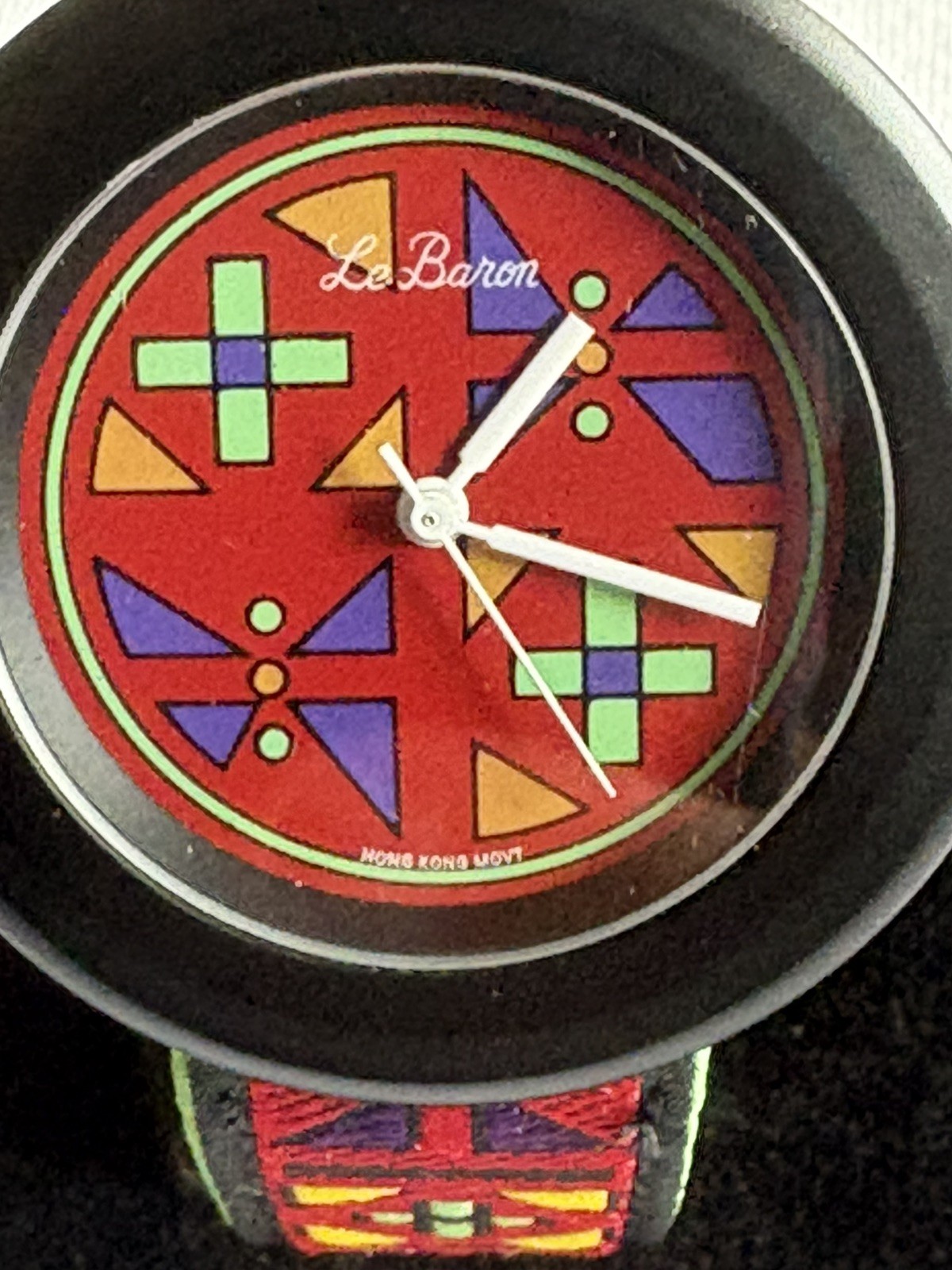 Le Baron Ladies Working Quartz Geometric Black-Tone Watch New Battery #122