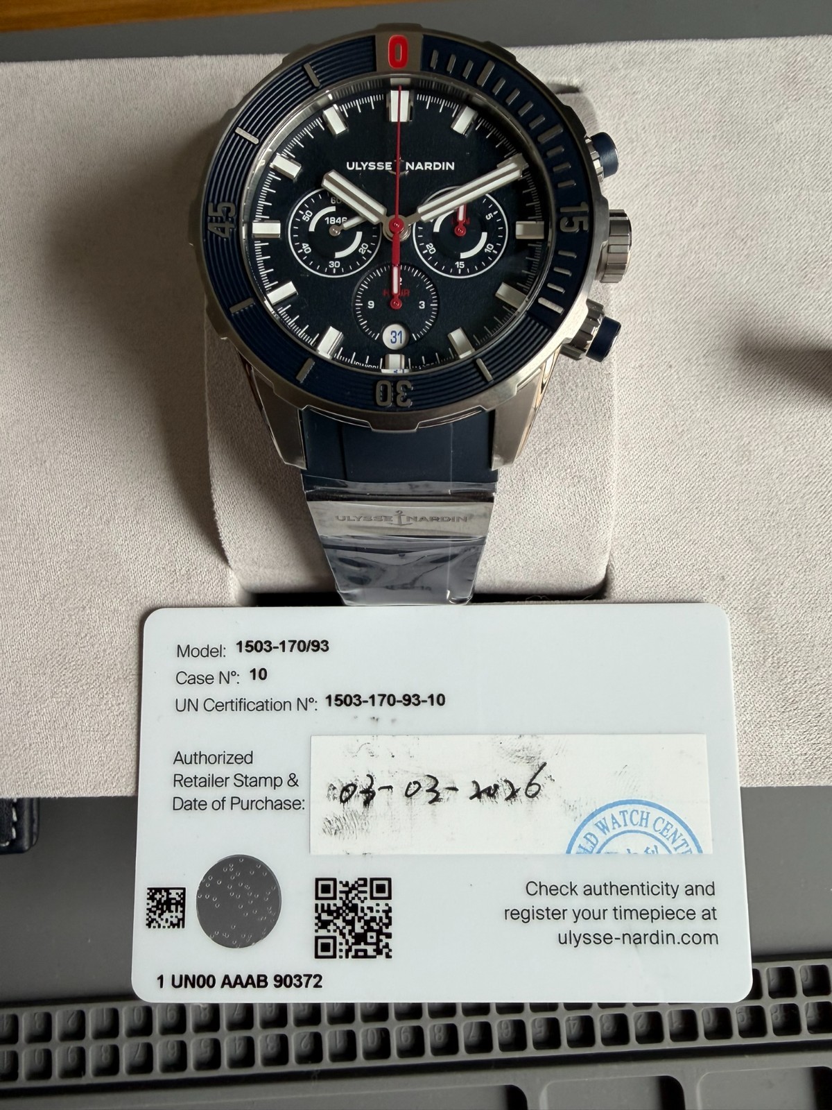 Ulysse Nardin Diver Chronograph Blue Men’s Watch – 1503-170/93