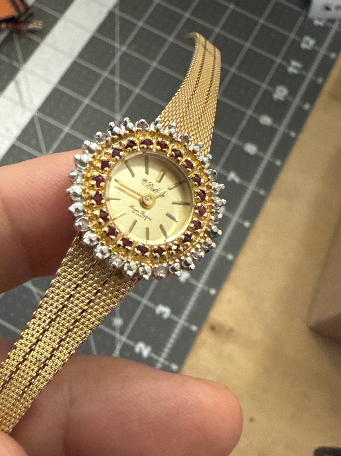 Dufonte Lucien Piccard 30 Ruby and Diamond Ladies Watch New Battery