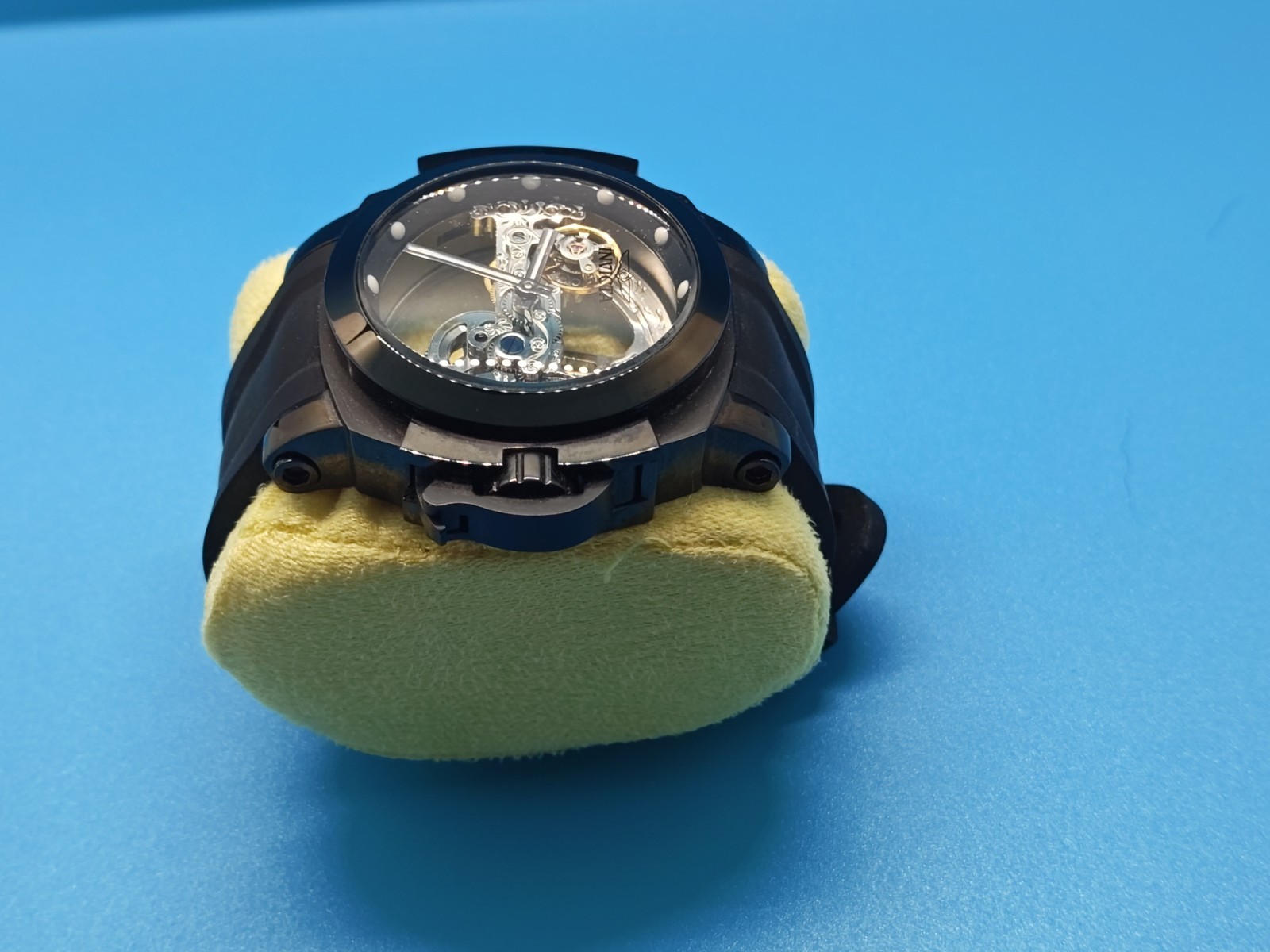 Invicta 53mm Man Of War Ghost Bridge Skeleton Gloss Black Case And Strap