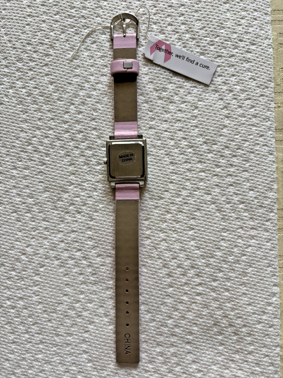 Breast Cancer Awareness Watch Pink Band Square Face NWT